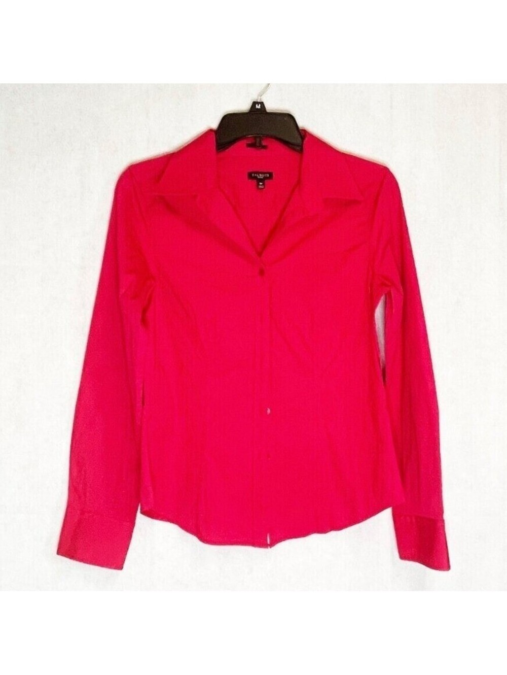 Talbots Petites Hot Pink Button Down Shirt Stretch Cotton Long Sleeve Size 8P